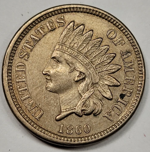 1860 1c Indian Head Cent Nice AU+ Genuine US Type Coin Scarce *M278