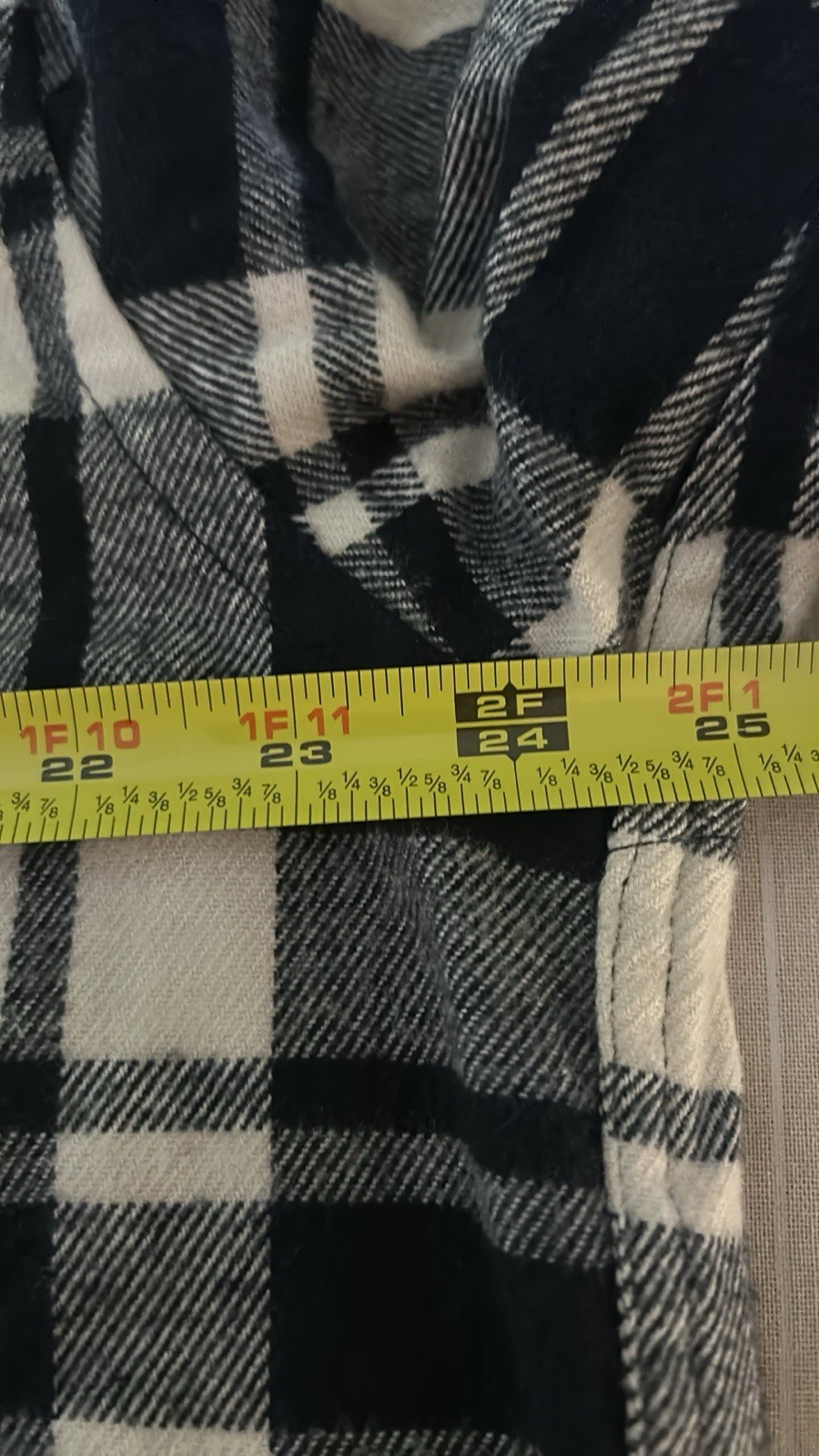 Ralph Lauren Plaid Shacket Large Womens Black Cream Long Sleeve Flawed-spot thumbnail 5