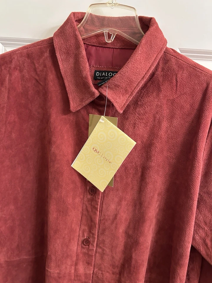 NWT Dialogue Women’s Red Leather Suede Long Sleeve Jacket Sz 1X Countrycore - Image 4 of 4