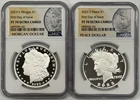 2023 S $1 Morgan Peace Silver Dollar Proof 2pc Set NGC PF70 First Day Of Issue