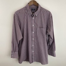 IZOD All Over Stretch Shirt Mens XL Red Plaid 3/4 Sleeve Button Down Classic