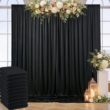 50ft x 10ft Wrinkle Free Black Backdrop Curtain for Parties, 10 Panels Silky ...