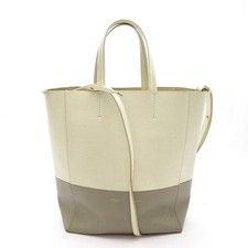 CELINE Vertical Cabas Small Tote Bag 189813 Calfskin Tote Bag White / grey...