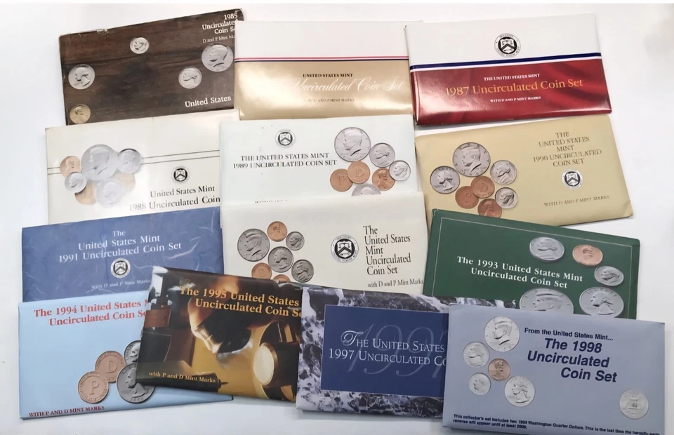 US Coins 1984-1998 Mint Sets with *W Dime* 15 P&D Sets COA Huge Estate Sale Lot - Image 3 of 4