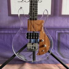LED Dan Armstrong Ampeg Bass Guitar Acrylic Body Maple Neck Chrome Part 4 String