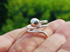 925 Sterling Silver Open Ring Hammered Band with Ball Accent