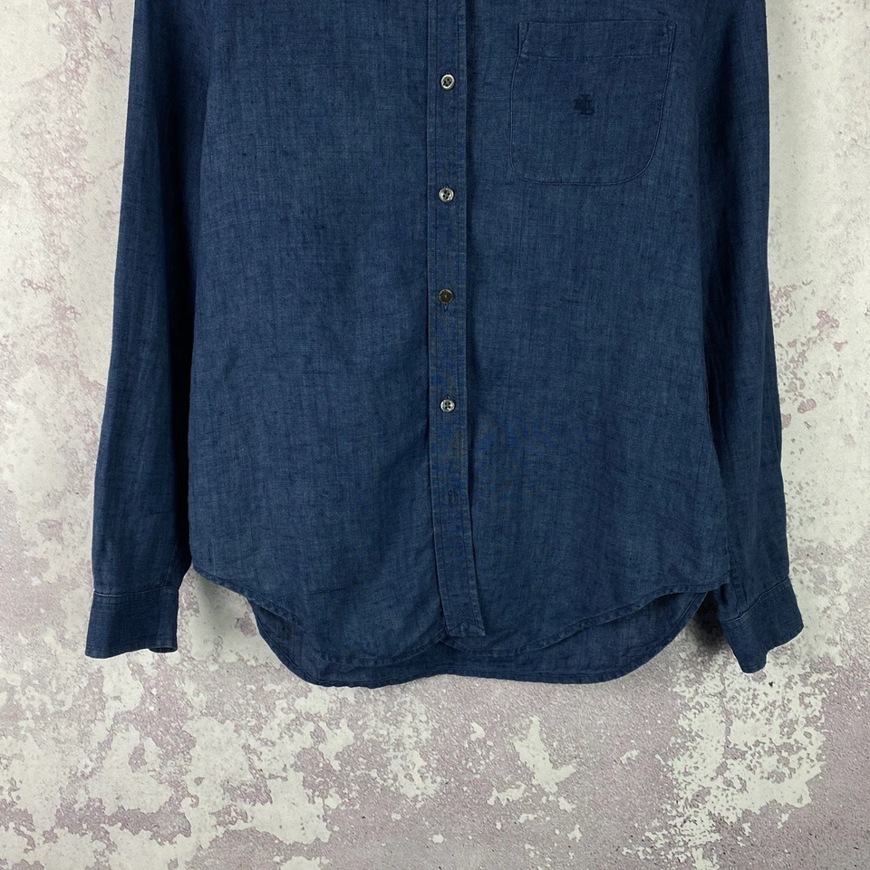 Vintage Polo Ralph Lauren Button Up Linen Shirt Luxury Long Sleeve Y2K Men’s - Image 3 of 4