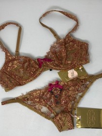 Agent Provocateur Zaharah SOIREE Burgundy Gold 34B/2 Set NWT