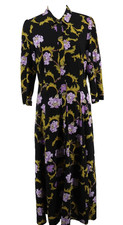 Eva Mendes NYC Maxi Shirt Dress Women Medium Floral Button 3/4 Sleeve Pocket New