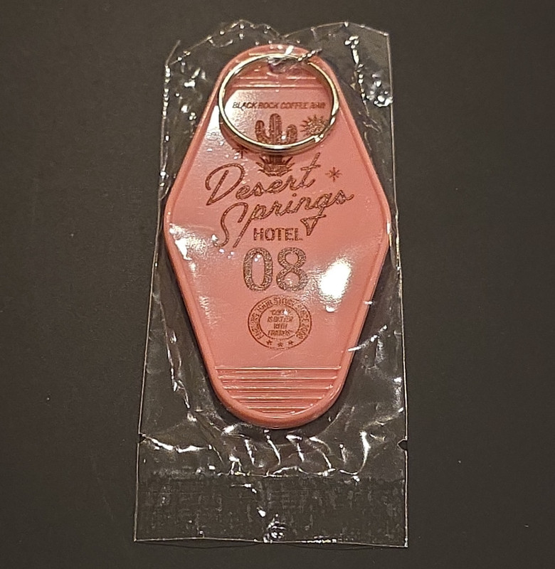 Black Rock Coffee Bar Desert Springs Hotel Keychain Retro Vintage Style Pink #08