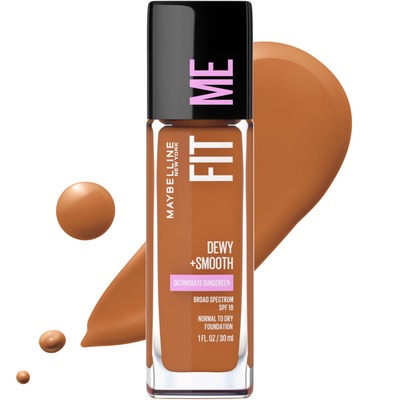Maybelline Fit Me Dewy Foundation SPF 18 Mocha 0.01 Oz Pack of 72 for Normal ...