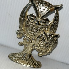 Vtg Torino Owl Earring Holder Gold Tone Pierced Stand 70s READ Has Issues/311j