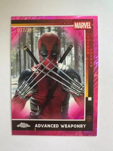 2025 Marvel Topps Chrome Studios Deadpool Pink Advanced Weaponry 077/299
