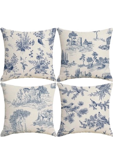 Lohdalolf Throw Pillow Covers 17x17 inch Set of 4 French Country New - Picture 2 of 3