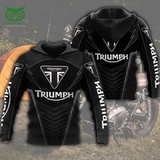 Triumph Motorcycles Black and Gray 3D Hoodie