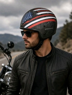 Z1R CC Motorcycle Open Face Helmet Matte Patriotic FMVSS 218 DOT Rated Size S