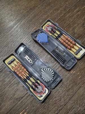 2 Fat Cat Dart Sets Checkerboard Blue And Black Copper Hard And Plastic Dart Set