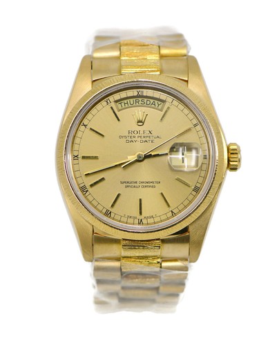 Rolex Day Date Bark 18K Yellow Gold Watch 18078