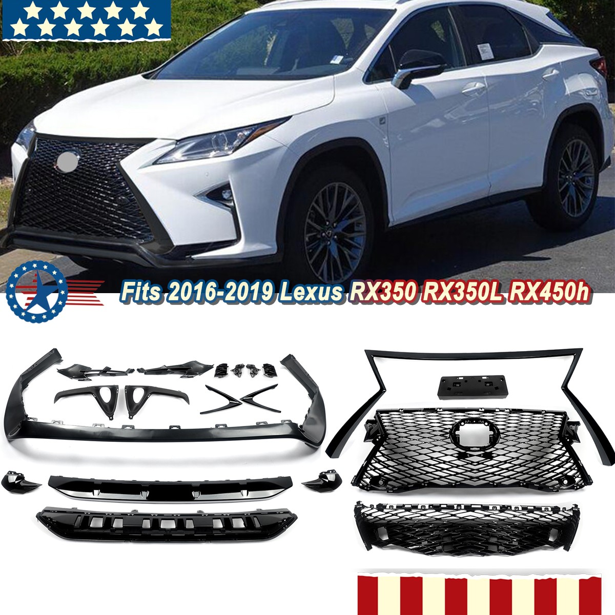 Front Grille Sport Mesh Kits For 2016-2019 Lexus RX350 RX350L