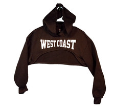 Shein Womens Long Sleeve Black Cropped Hoodie WEST COAST Size Medium Pullover