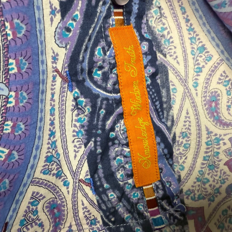 Camisa Robert Graham Abotonada Para Hombres L Multicolor Paisley Puño Abatible Floral Vibrante Foto 4 de 4