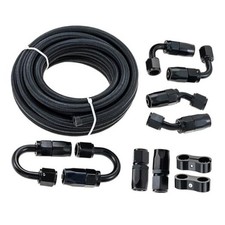3/8" 6AN 20FT Fuel Line Hose Kit, Nylon Stainless Steel Braided Fuel Line