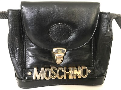 Vintage Moschino Black Leather Shoulder Bag | 90s Y2K | Redwall 