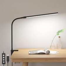 Black Clip-on Flexible Gooseneck Desk Lamp LED USB 3 Color Modes 10 Brightness