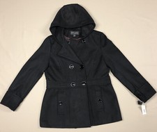 Metaphor Women’s Double Breasted Pea Coat With Hoodie,size L/g,new W/tag