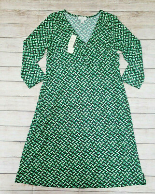 NWT NEW ANN TAYLOR LOFT MATERNITY SZ 12 GREEN BLACK WRAP DRESS $84 | eBay