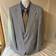 Stafford Mens Blazer Jacket 40L 40 L Powder Blue 2 Button USA Made Free Shipping