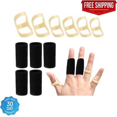 11Pcs Finger Splint, 6 Graduated Oval Finger Splint,5 Finger Sleeves Support