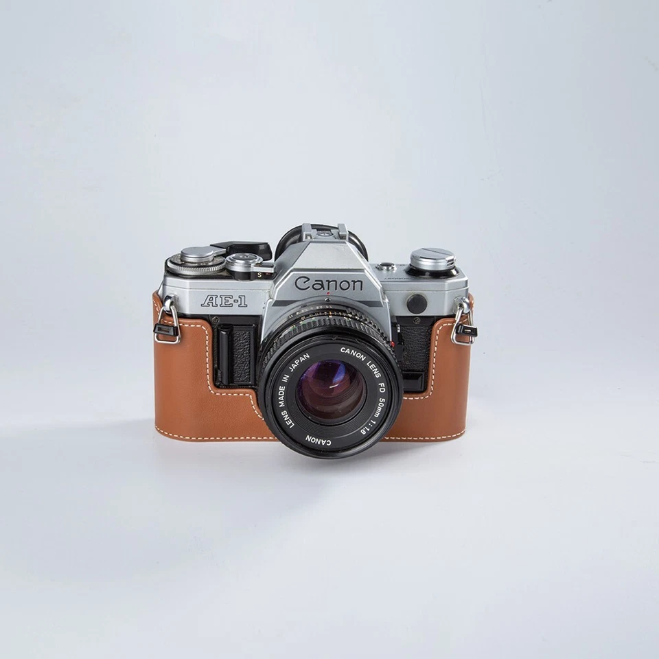 Funda bolsa de cuero real hecha a mano para Canon AE-1 AE-1P A-1 Foto 3 de 4