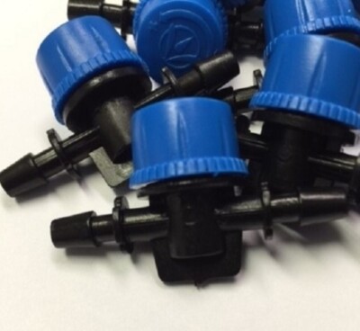 5pc Bay Hydro blue 1/4  Drip Tube Barbed Water Shut Off Valve Flow Control