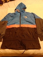 Buc-ees Half Zip Hoodie Windbreaker Kangaroo Pocket Jacket Blue Pink - Size Med