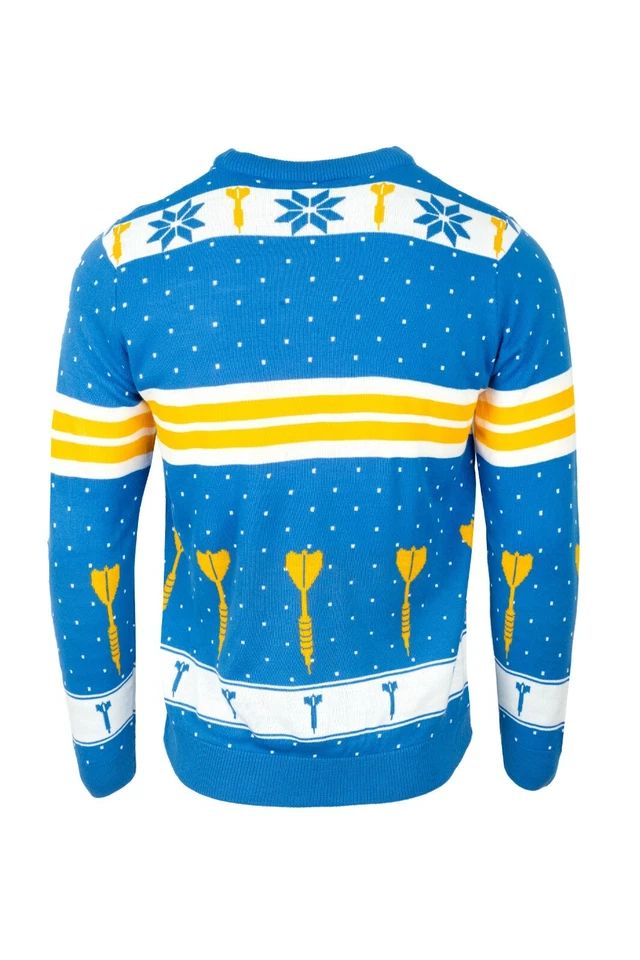 Bullseye TV Show Darts Official Christmas Blue KNITTED Jumper Bully - Image 3 of 4