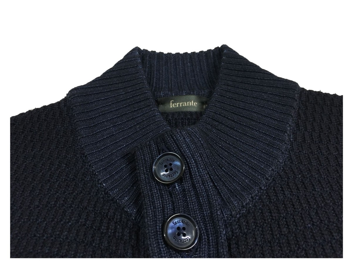 FERRANTE blouson uomo con bottoni blu dyed mod U22016 100% lana