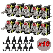 10x Waterproof Toggle Flick Switch ON/OFF Car Dash Light Metal 12 Volt Boot 12V