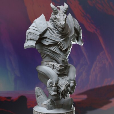 Tharvian Dragonkin Knight Fighter Paladin Bust Miniature | D&D DnD | 