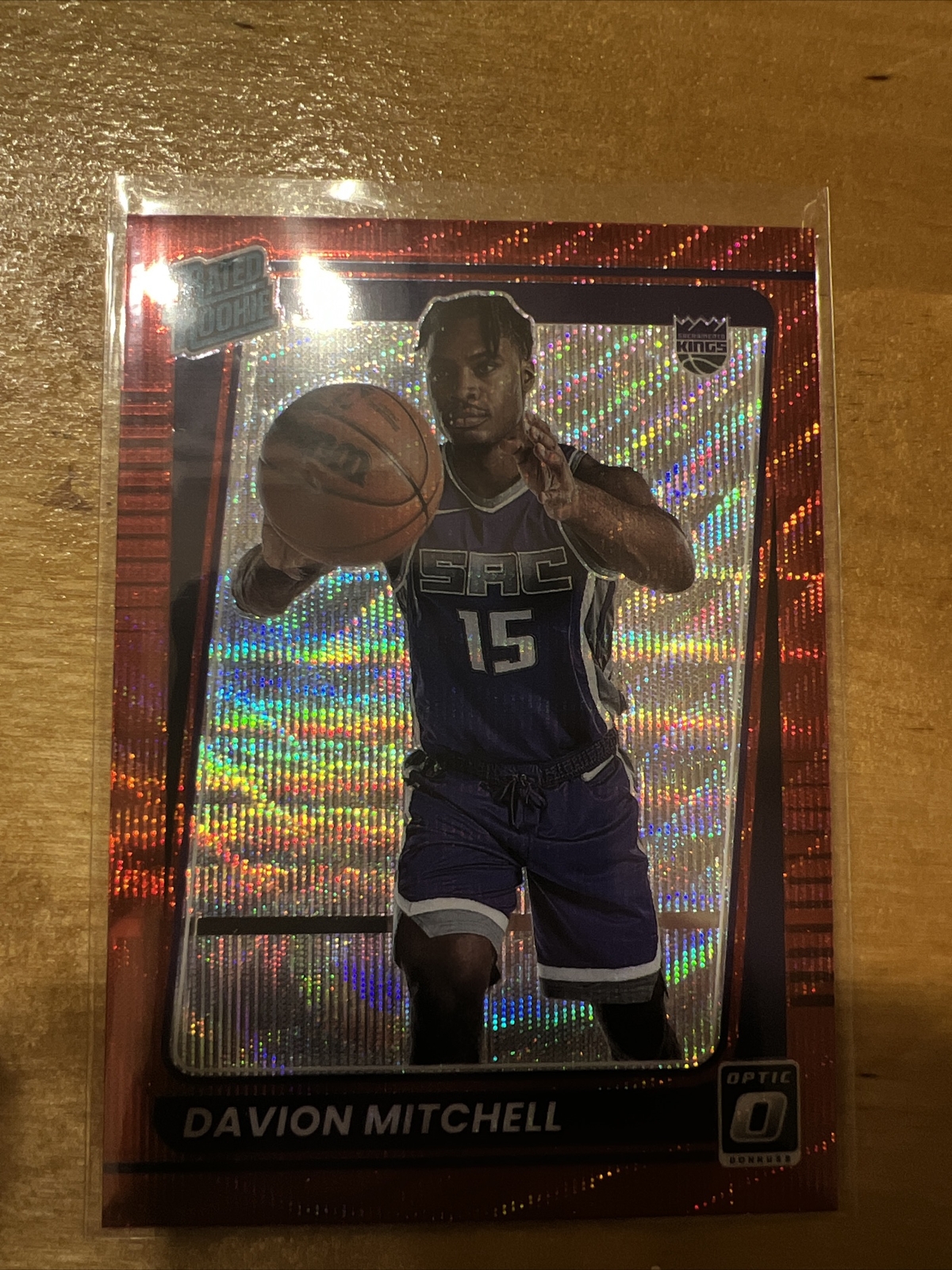 Davion Mitchell 2021-22 Donruss Optic T-Mall Red Wave Rated Rookie #155 Kings