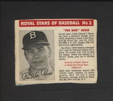 1950 Royal Desserts Pudding Box Card #2 Pee Wee Reese Brooklyn Dodgers