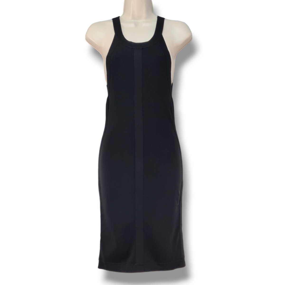 BCBGMAXAZRIA Black Silk Blend Knit Racerback Bodycon Dress Size M | eBay