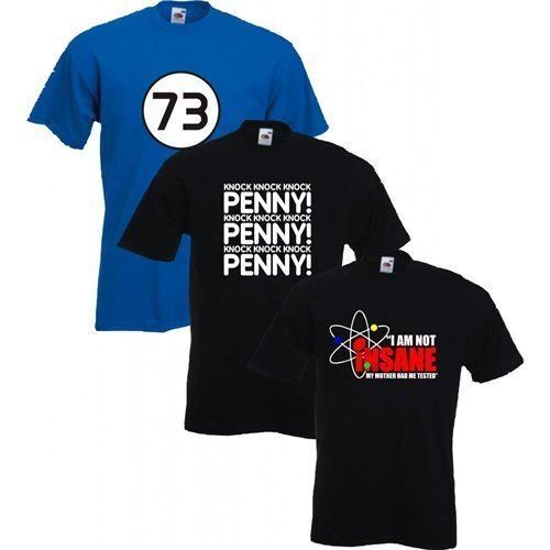 Big Bang Theory Inspired T-Shirt Triple Pack 73, Not Insane Colour, Knock Knock - Afbeelding 1 van 1