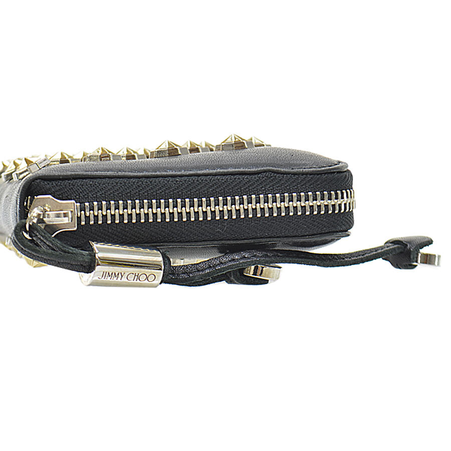 Auth JIMMY CHOO Star Studs Long Wallet Black/Gold… - image 3