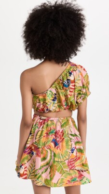 NEW FARM RIO Macaw Leaves One-Shoulder Cut-Out Minidress DRESS SIZE S  NORDSTROM | eBay