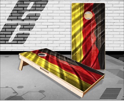 German Flag Wavy Weathered Wood Cornhole Boards Bean Bag Toss Game