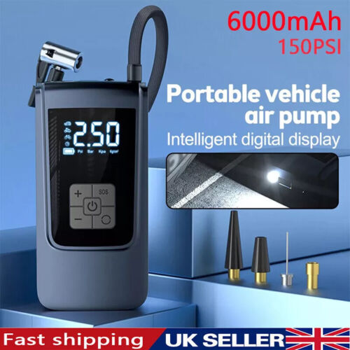 UK Car Tyre Inflator Cordless Digital USB Rechargeable Tire Air Compressor Pump - Picture 2 of 14