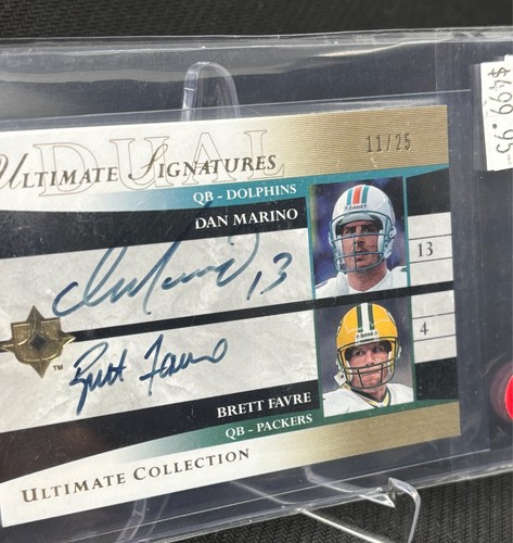 2006 Upper Deck Ultimate Brett Favre & Dan Marino Dual Autograph Auto 11/25 NFL - Picture 3 of 3