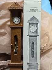 Concord Miniatures Grandfather Clock for Dollhouse 1:12 Simple Wood in Box 6.5"
