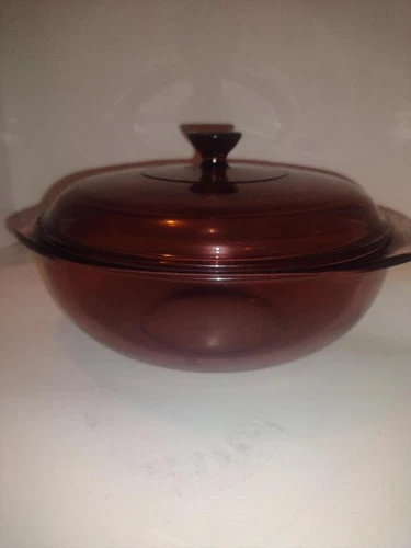 PYREX 2 QT Glass Casserole Dish Bowl with Lid Vintage Cranberry, Purple #024